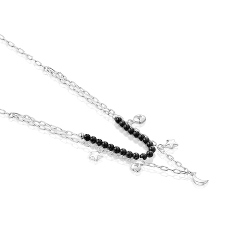 Collar doble de plata y onix Magic Nature