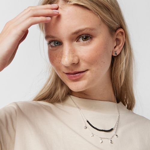 Collar doble de plata y onix Magic Nature