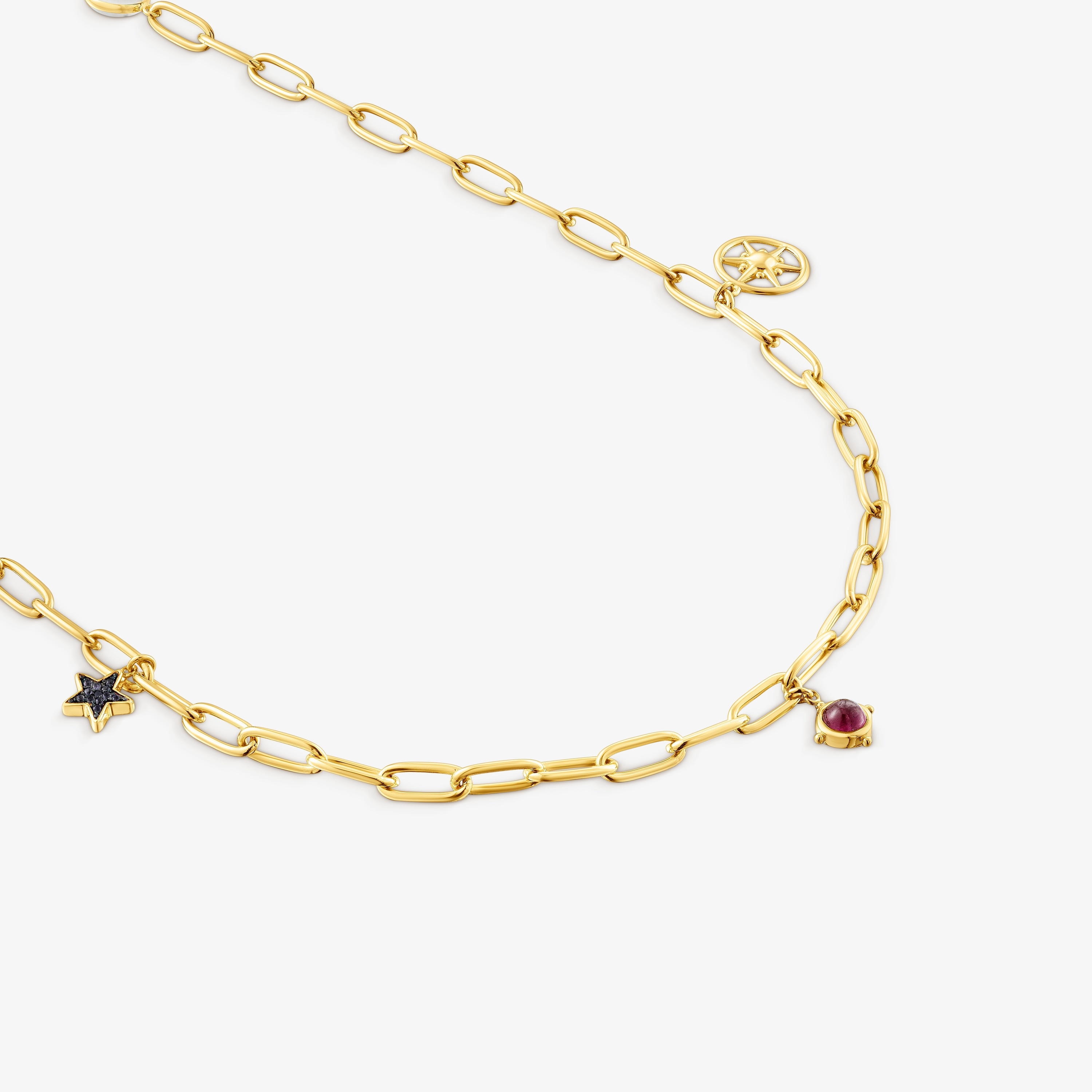 Long silver vermeil Magic Nature Necklace with gemstones