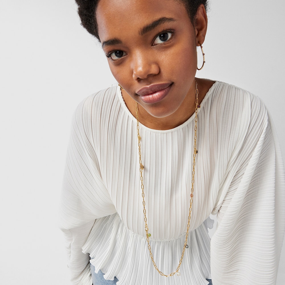 Long silver vermeil Magic Nature Necklace with gemstones Long silver vermeil Magic Nature Necklace with gemstones