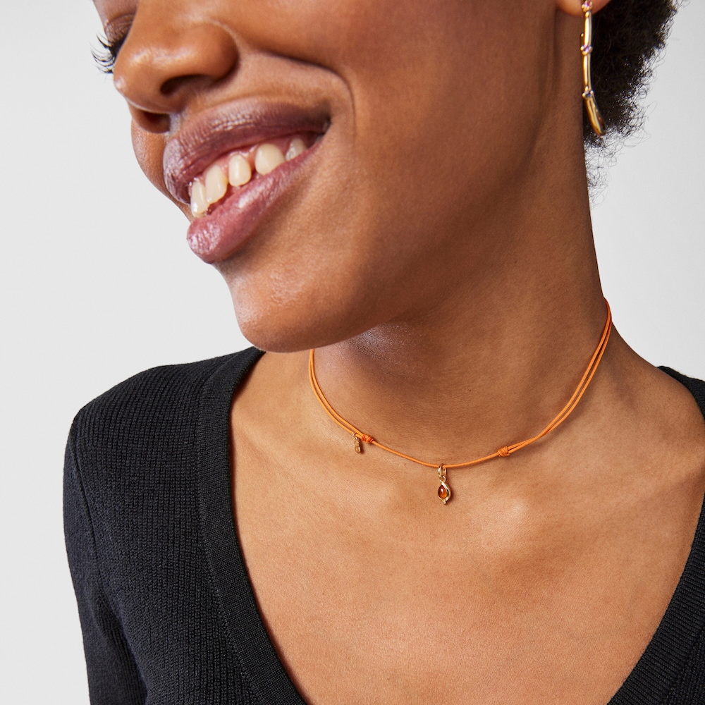 Collar cornalina y cord&oacute;n naranja Magic Nature