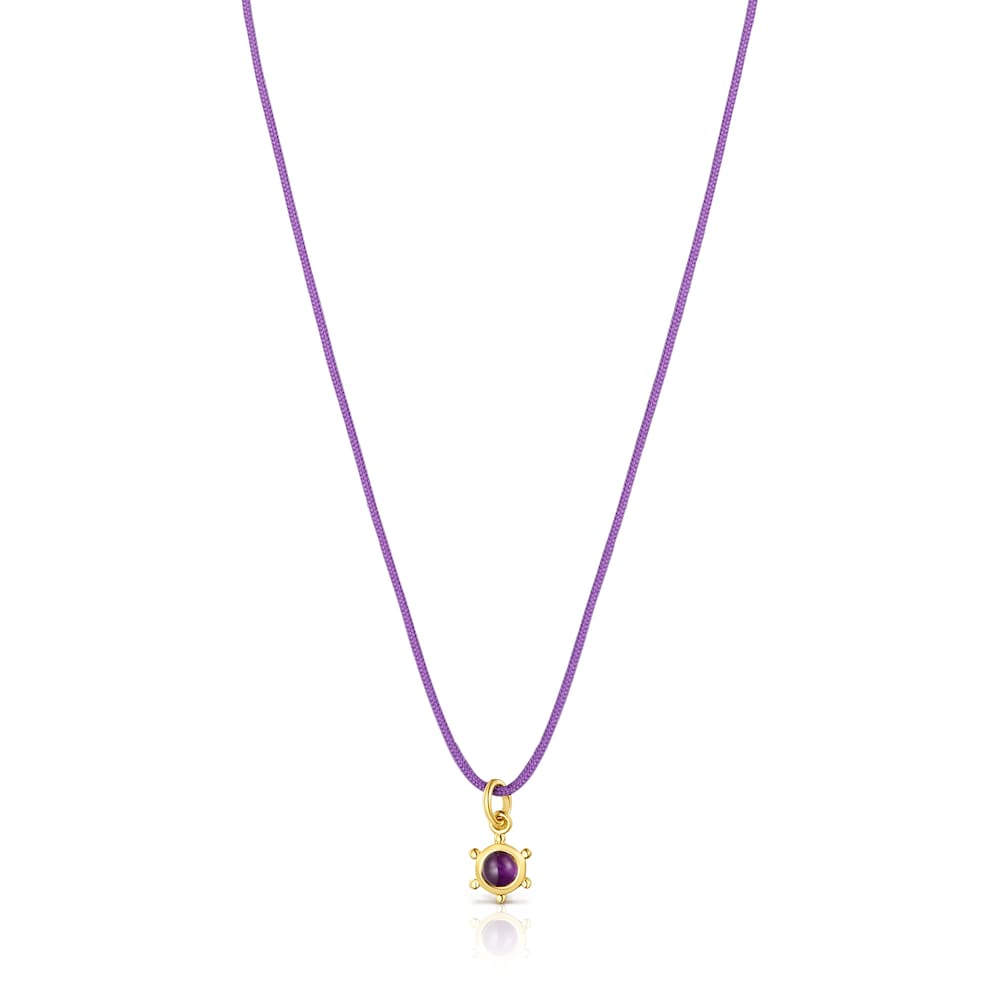 Colar Magic Nature com ametista e cord&atilde;o lil&aacute;s