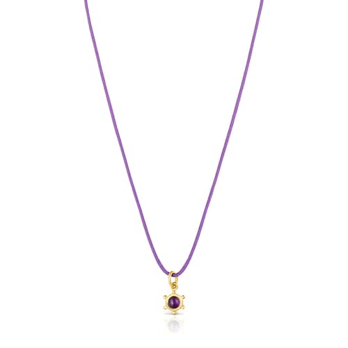 Colar Magic Nature com ametista e cord&atilde;o lil&aacute;s