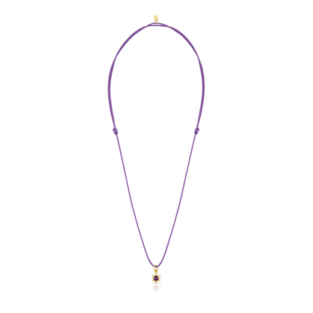 Colar Magic Nature com ametista e cord&atilde;o lil&aacute;s