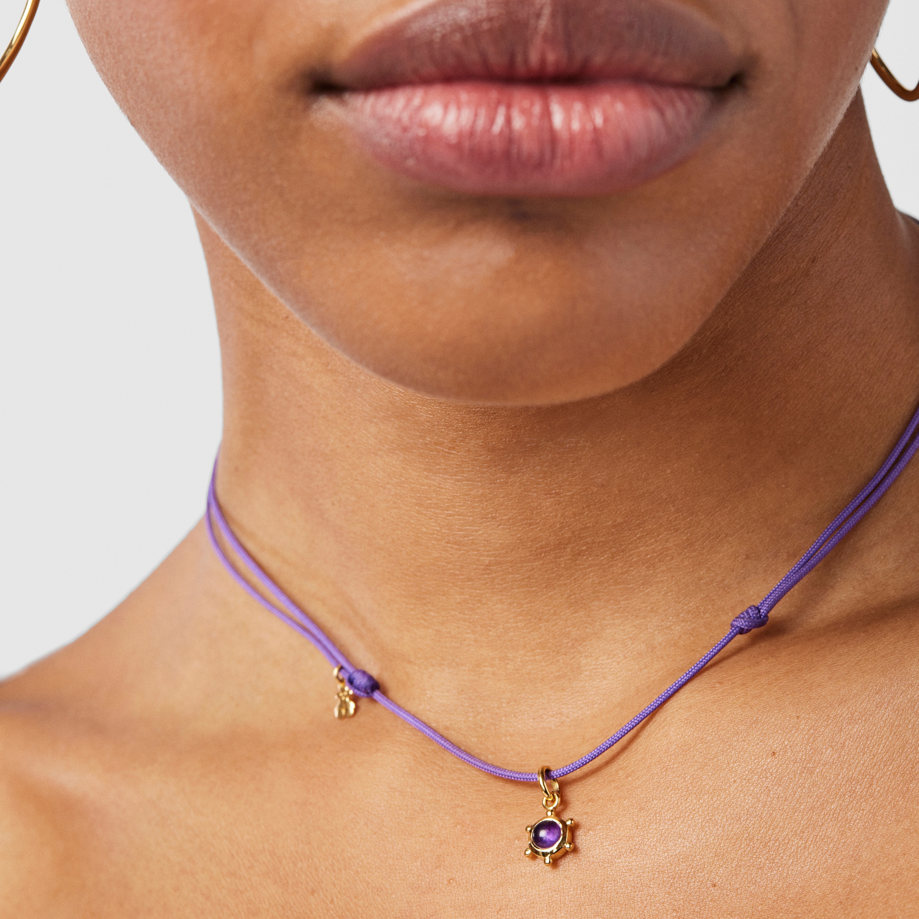 Magic Nature Necklace with amethyst and lilac cord