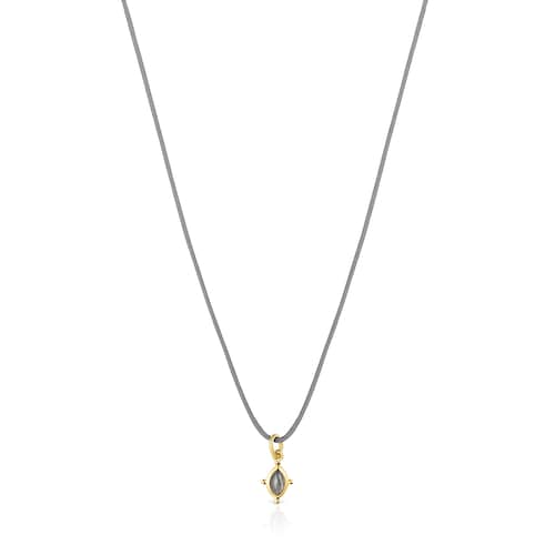 Colar Magic Nature com labradorite e cord&atilde;o cinzento