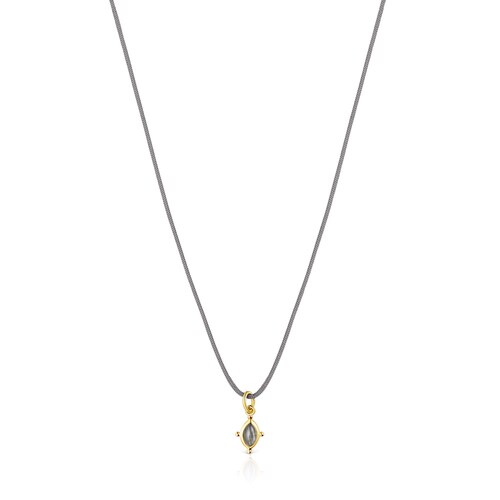 Magic Nature Necklace with labradorite and gray cord image number 0