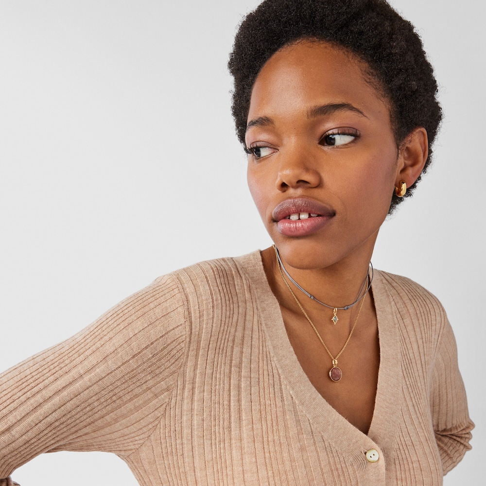 Collar labradorita y cord&oacute;n gris Magic Nature