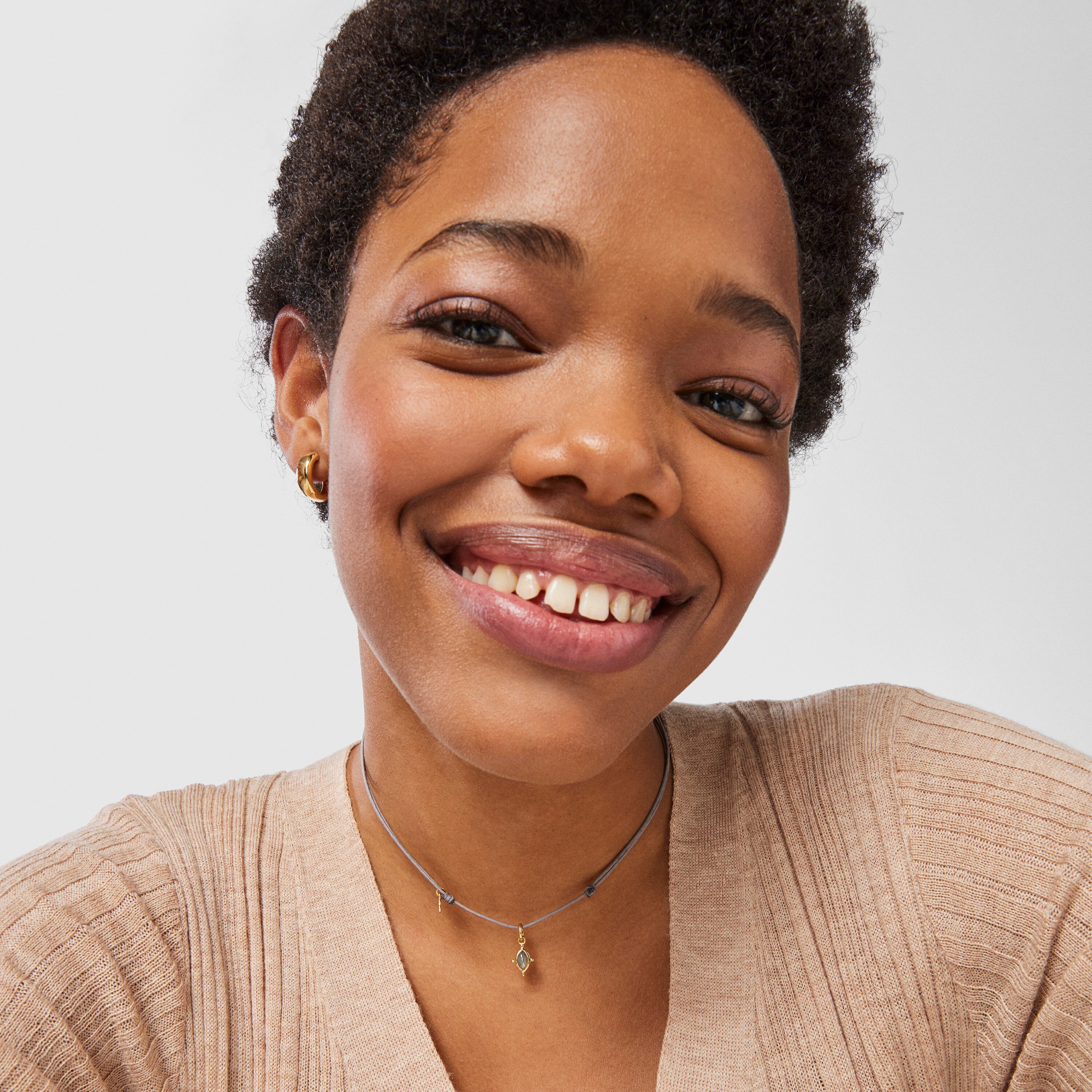 Magic Nature Necklace with labradorite and gray cord