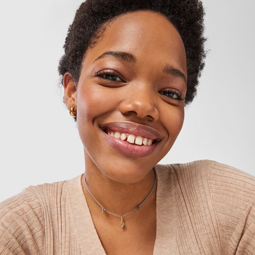 Colar Magic Nature com labradorite e cord&atilde;o cinzento