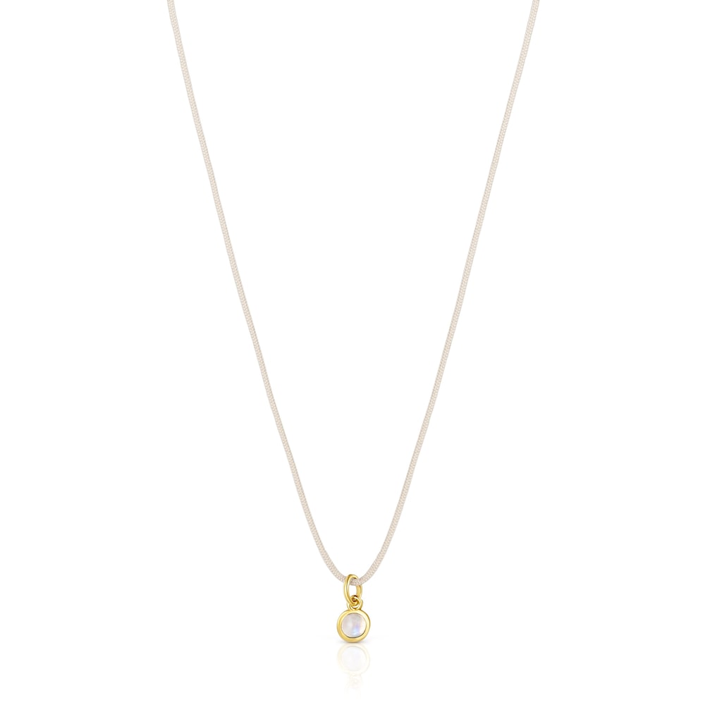 Collar piedra luna y cord&oacute;n beige Magic Nature