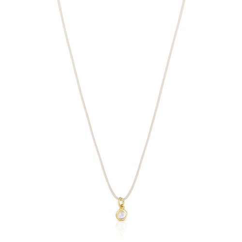 Collar Magic Nature con piedra luna y cord&oacute;n beige