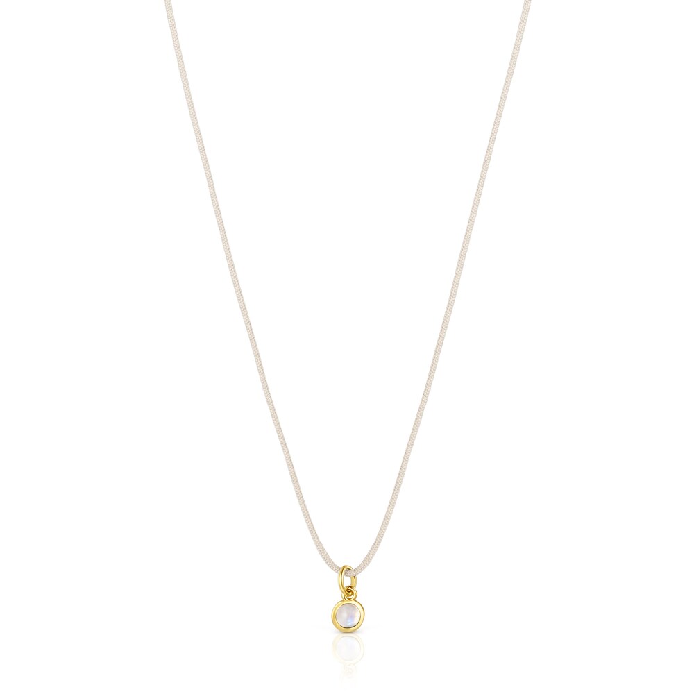 Magic Nature Necklace with moonstone and beige cord