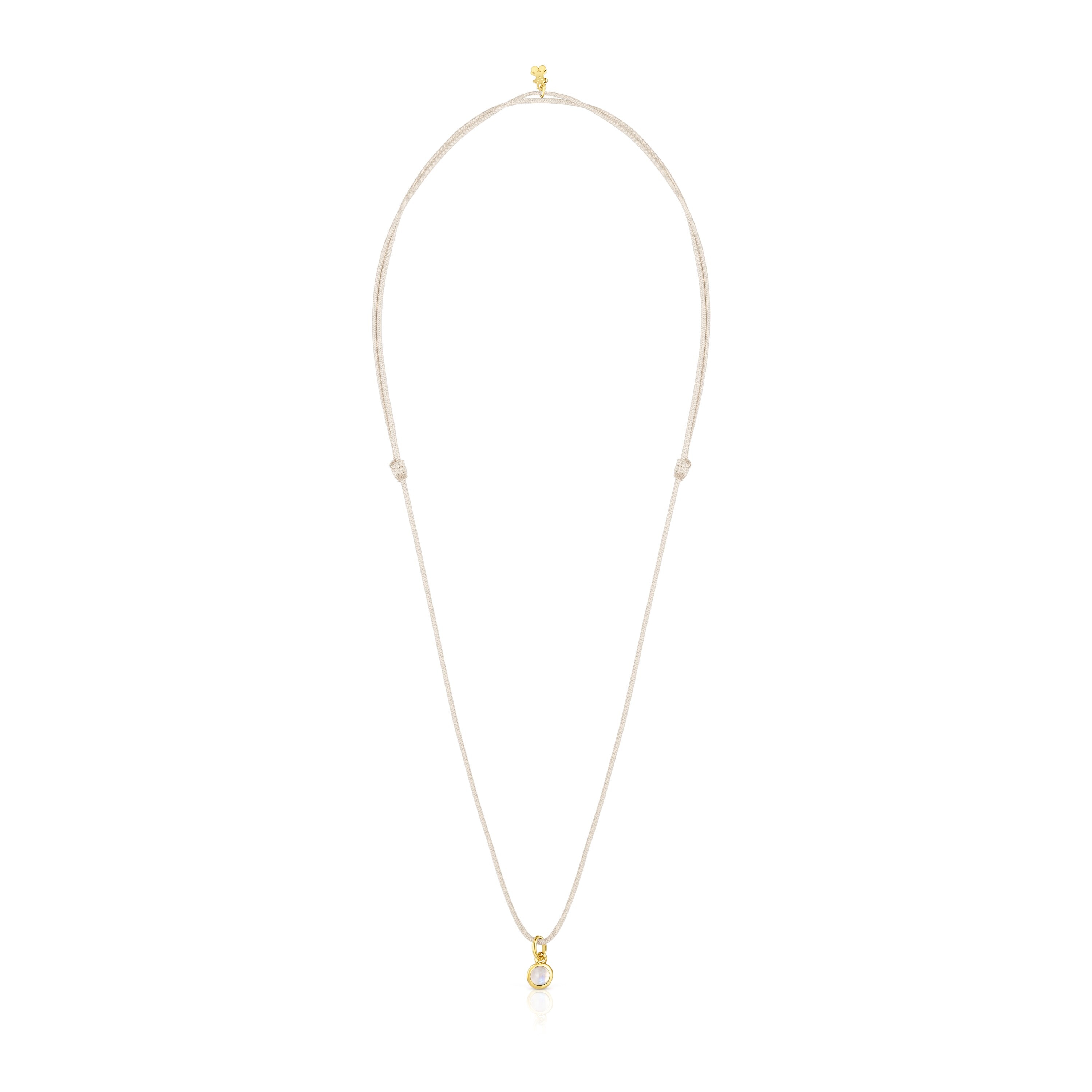 Magic Nature Necklace with moonstone and beige cord
