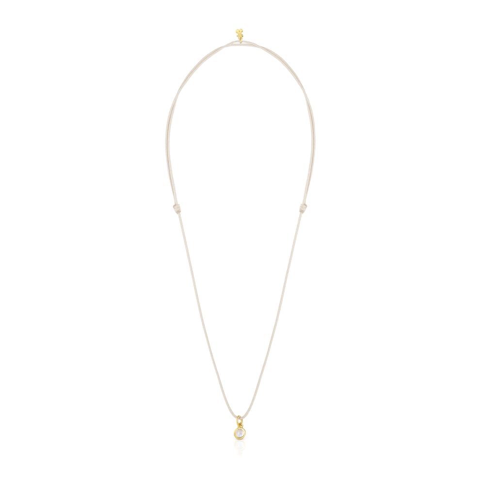 Collar piedra luna y cord&oacute;n beige Magic Nature