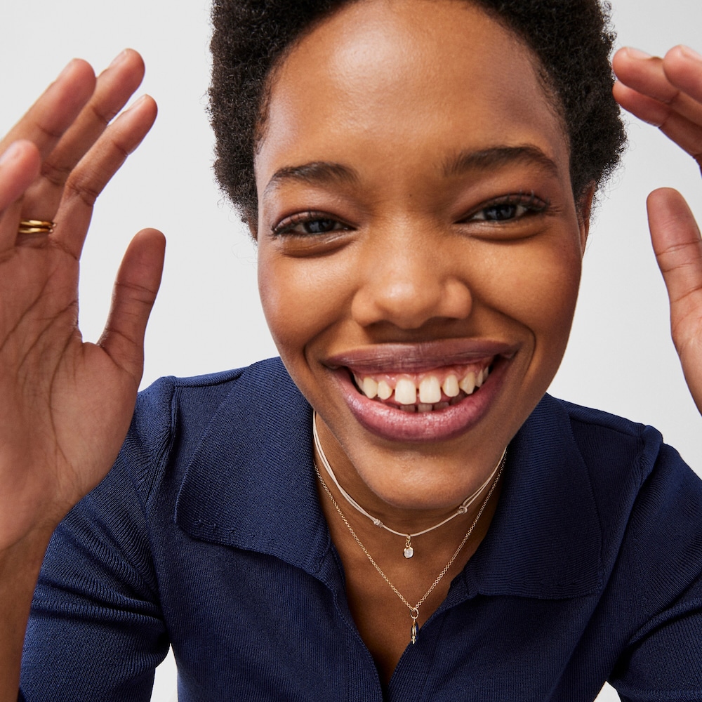 Collar piedra luna y cord&oacute;n beige Magic Nature