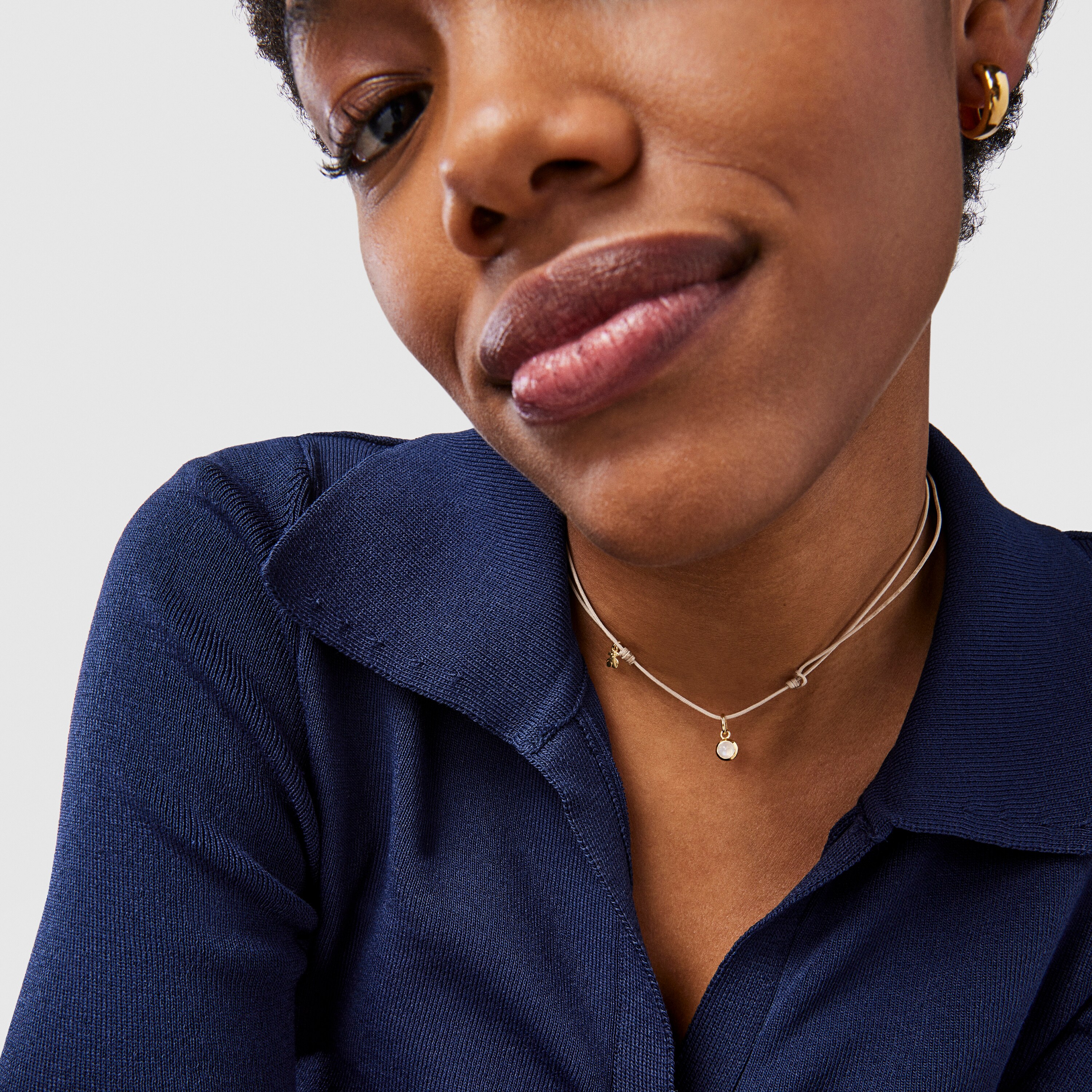 Magic Nature Necklace with moonstone and beige cord