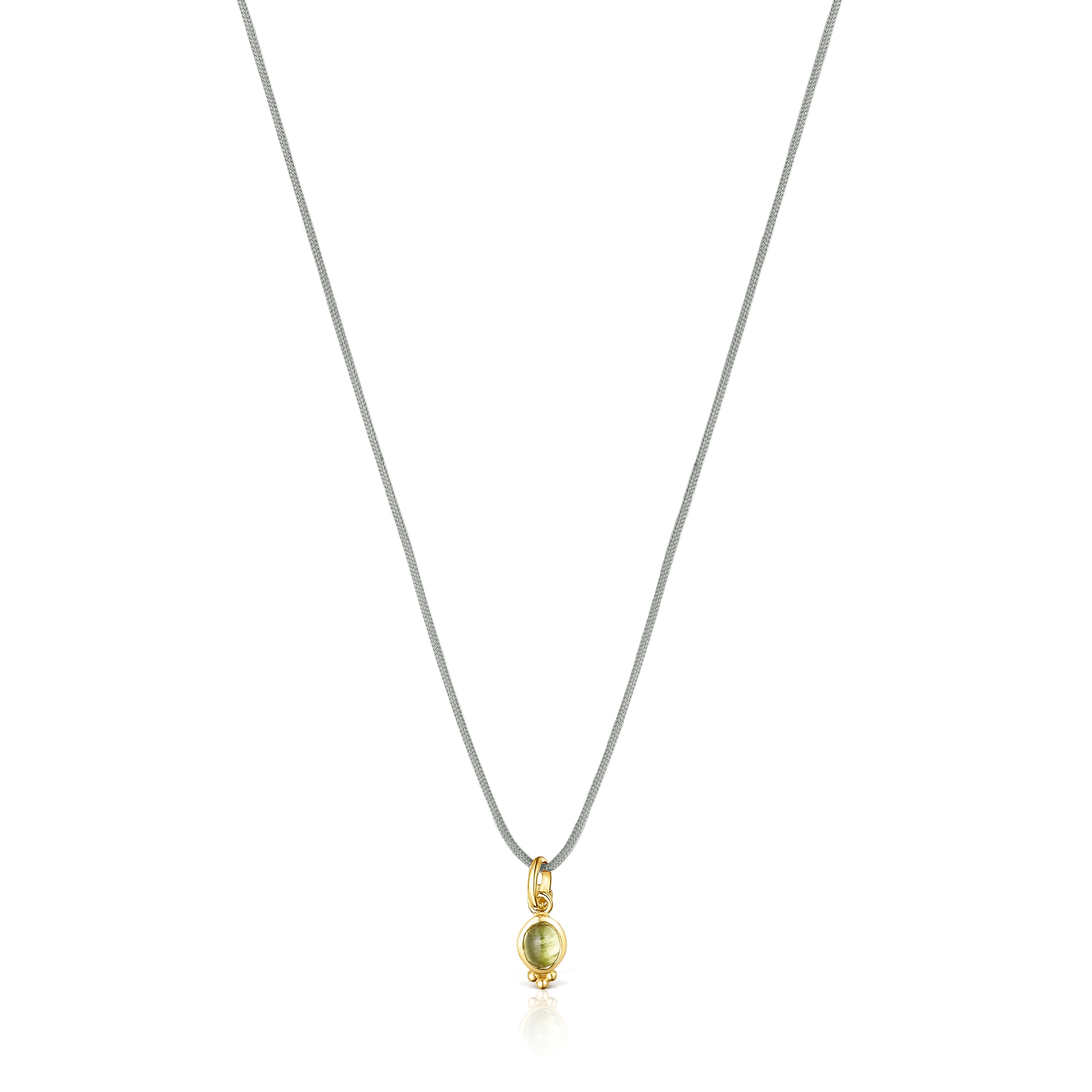 Magic Nature Necklace with peridot and gray cord