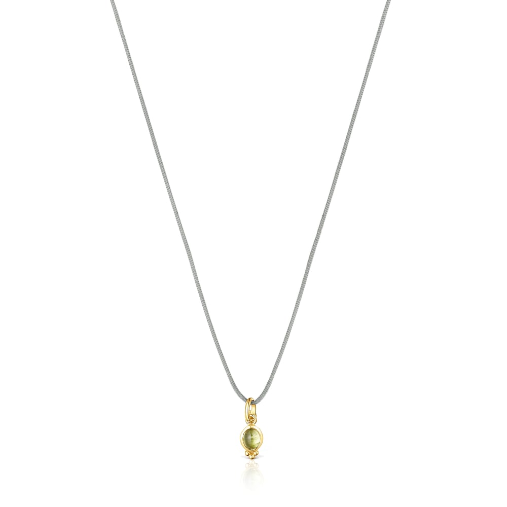 Magic Nature Necklace with peridot and gray cord