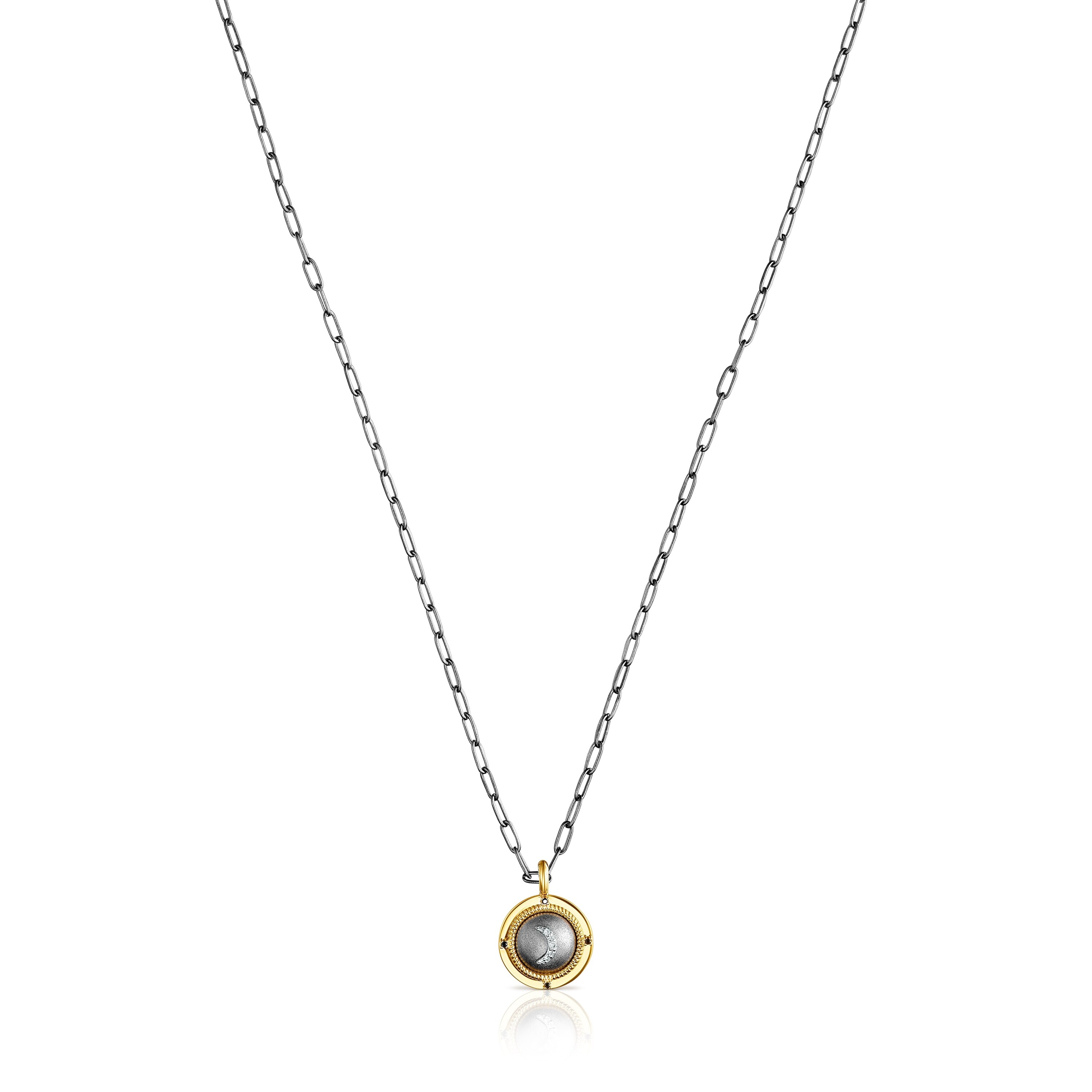 Dark silver Magic Nature Necklace with diamonds