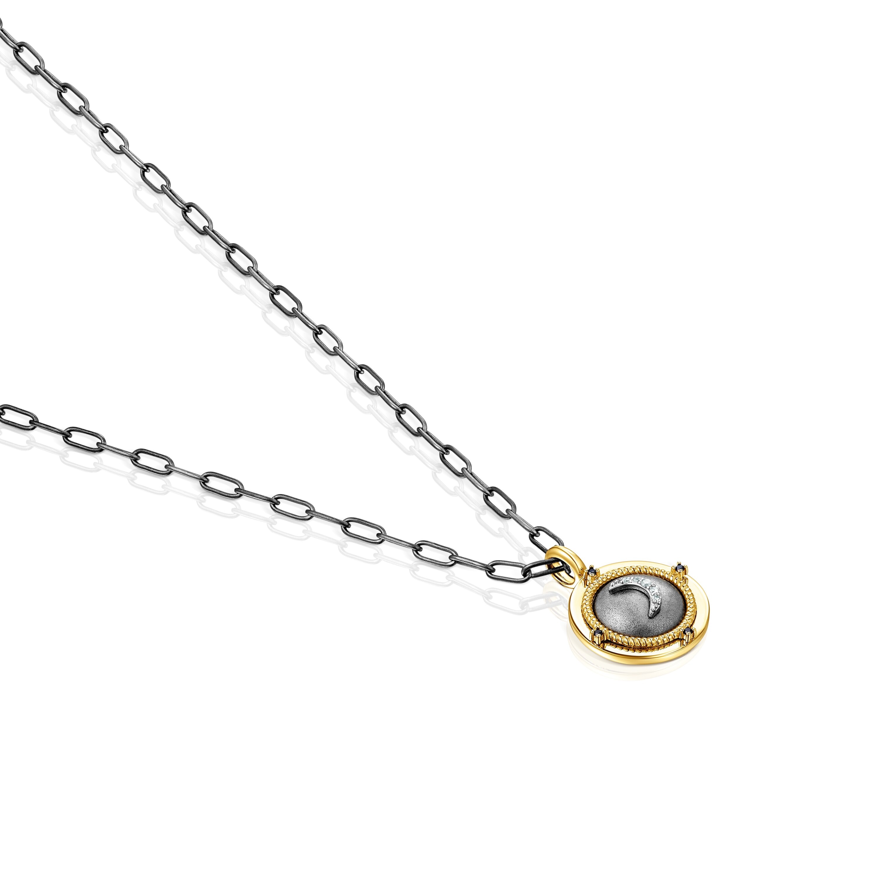 Dark silver Magic Nature Necklace with diamonds