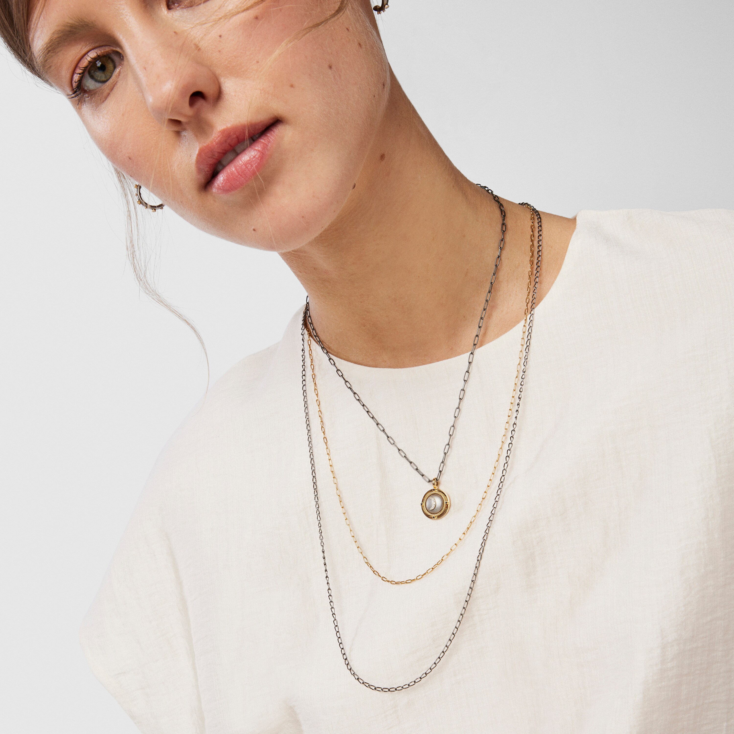 Dark silver Magic Nature Necklace with diamonds