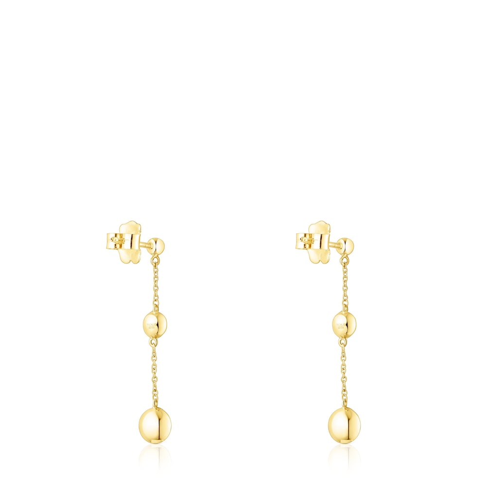 Long 18K solid gold Magic Nature Earrings with diamonds