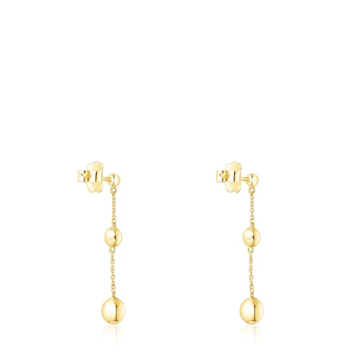 Long gold Magic Nature Earrings with diamonds