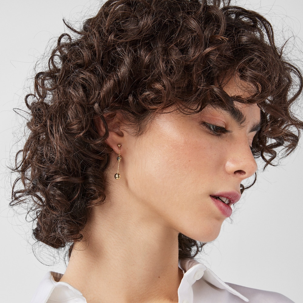 Long 18K solid gold Magic Nature Earrings with diamonds