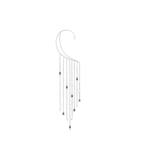 Silver Magic Nature chain Earcuff with spinels