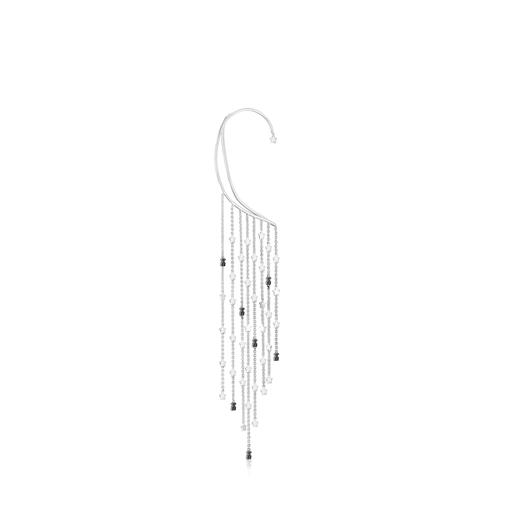 Silver Magic Nature chain Earcuff with spinels