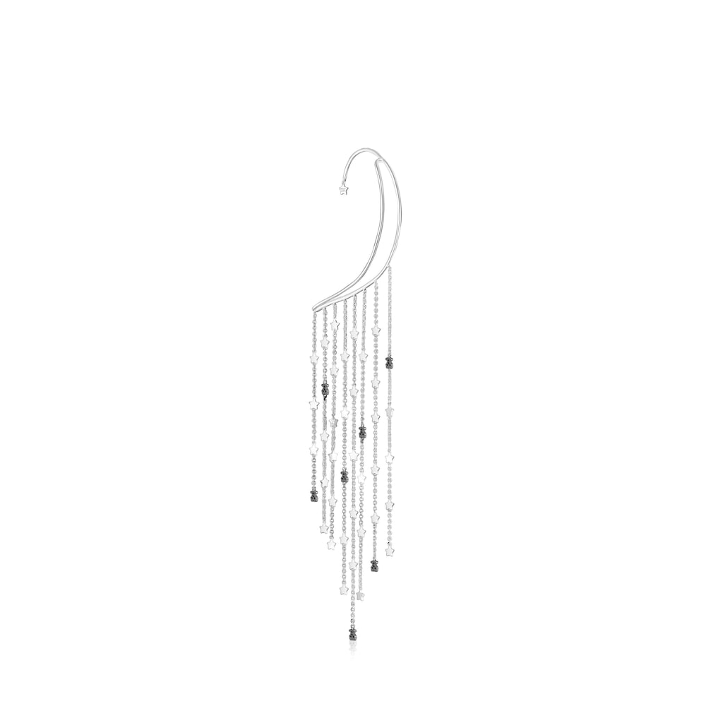 Silver Magic Nature chain Earcuff with spinels