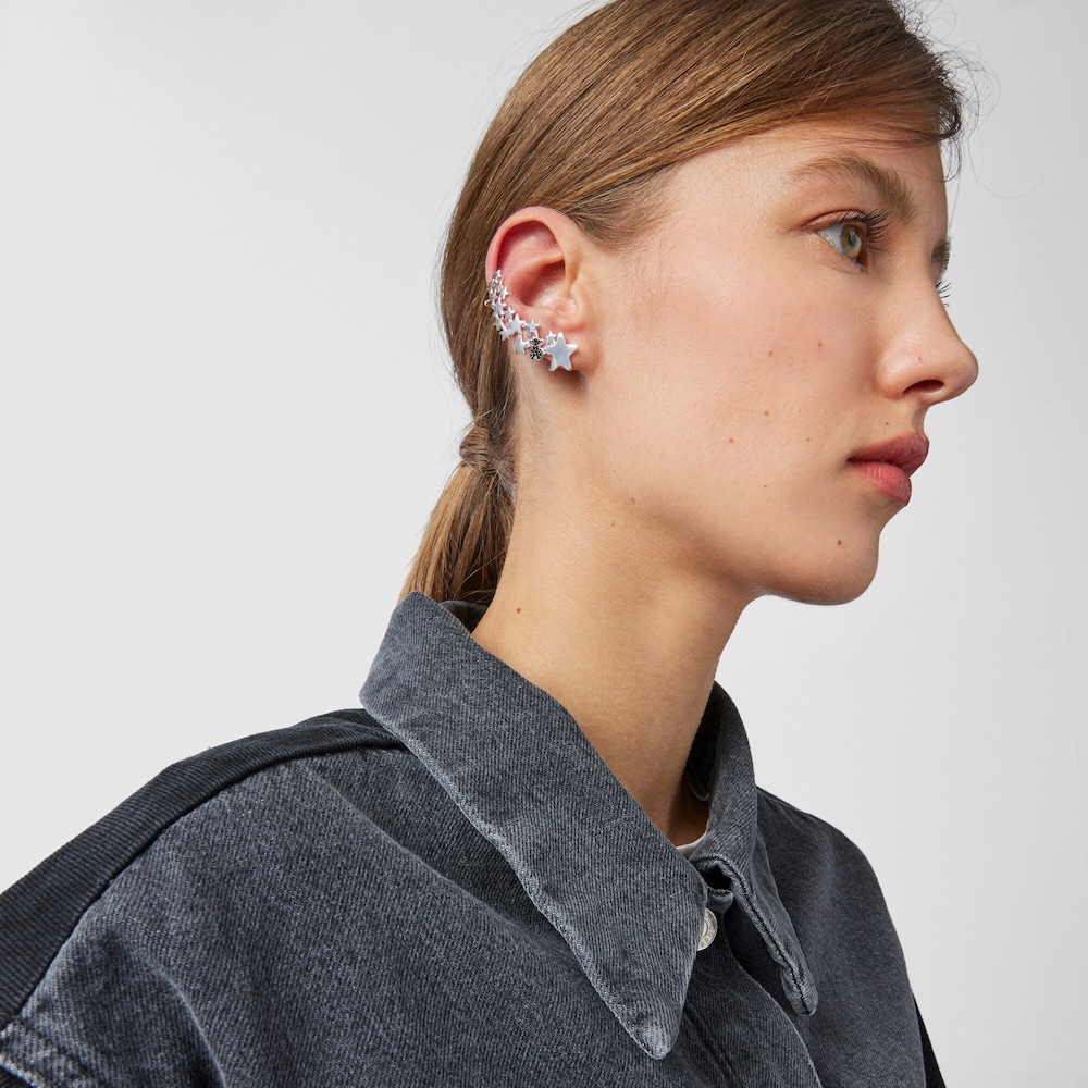 Earcuff trepador de plata y espinelas Magic Nature