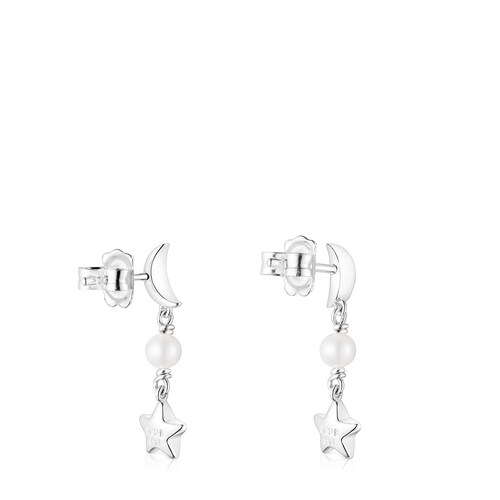 Brincos Magic Nature em prata e p&eacute;rola