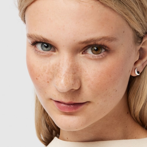 Boucles d&rsquo;oreilles lune Magic Nature en argent et onyx