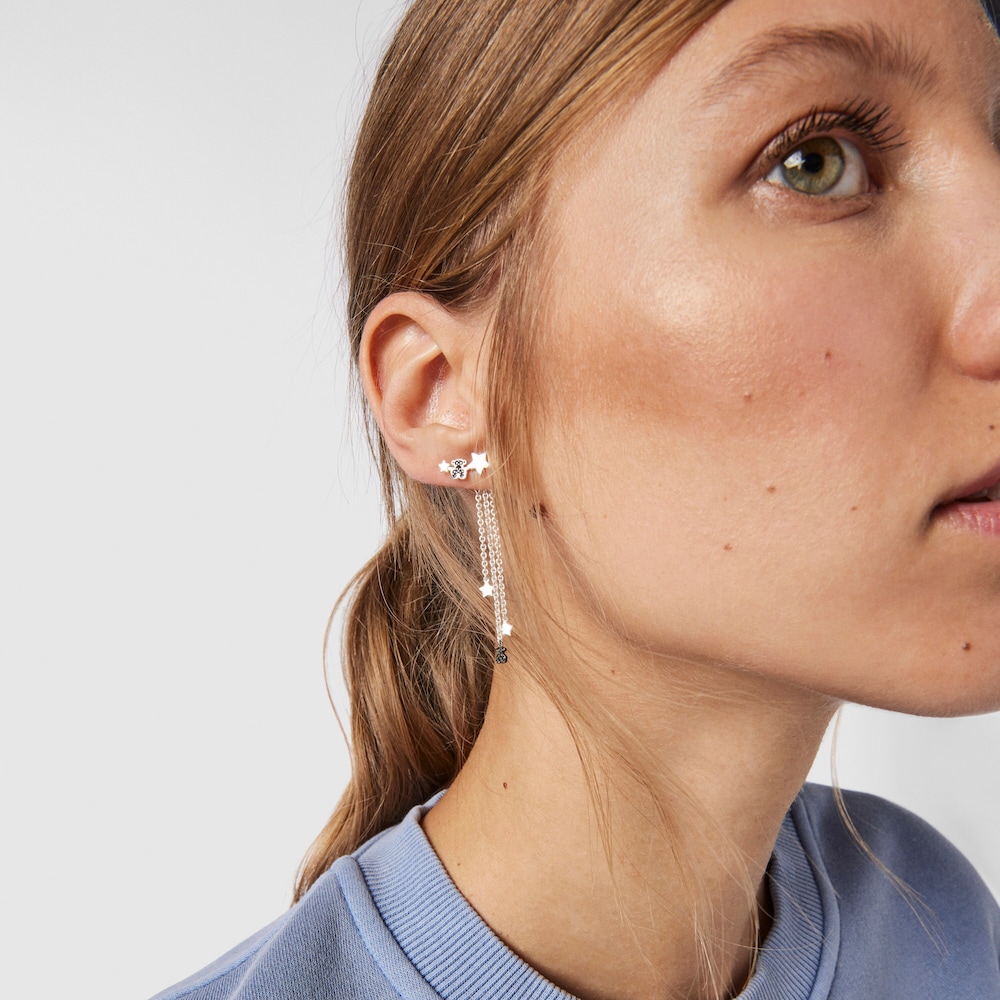 Aretes corto-largo de plata y espinelas Belinda X TOUS