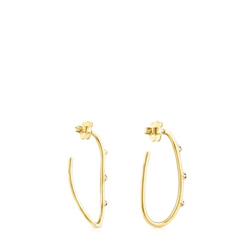 Pendientes aro con baño de oro 18 kt sobre plata y gemas Magic Nature