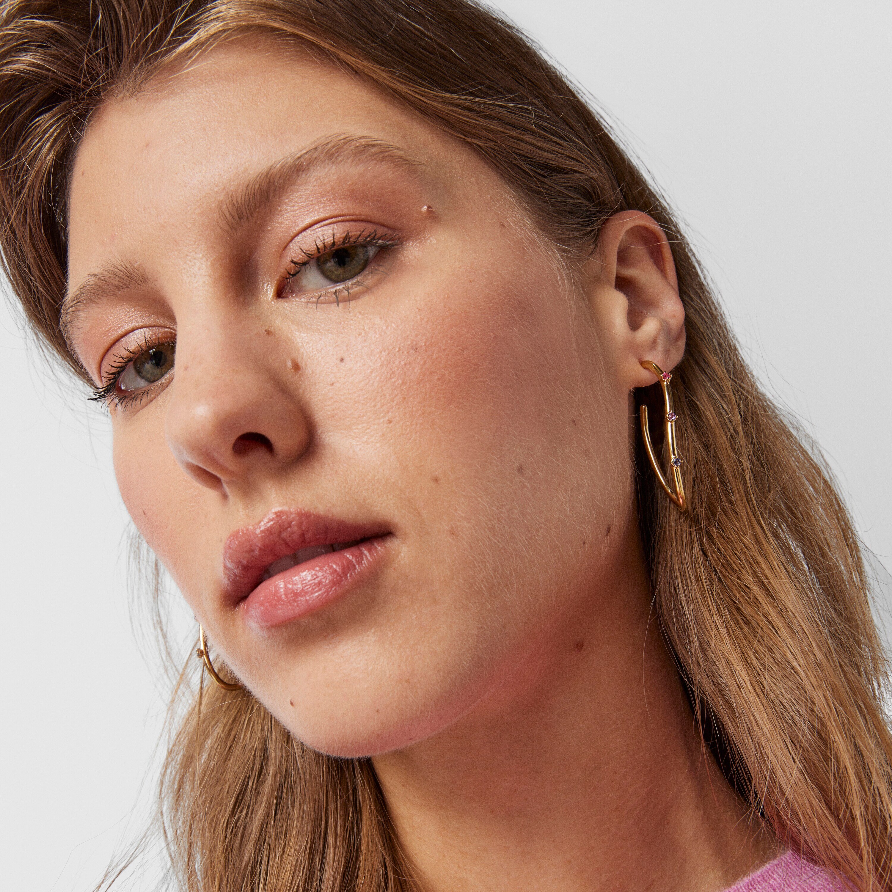 Silver vermeil Magic Nature hoop Earrings with gemstones