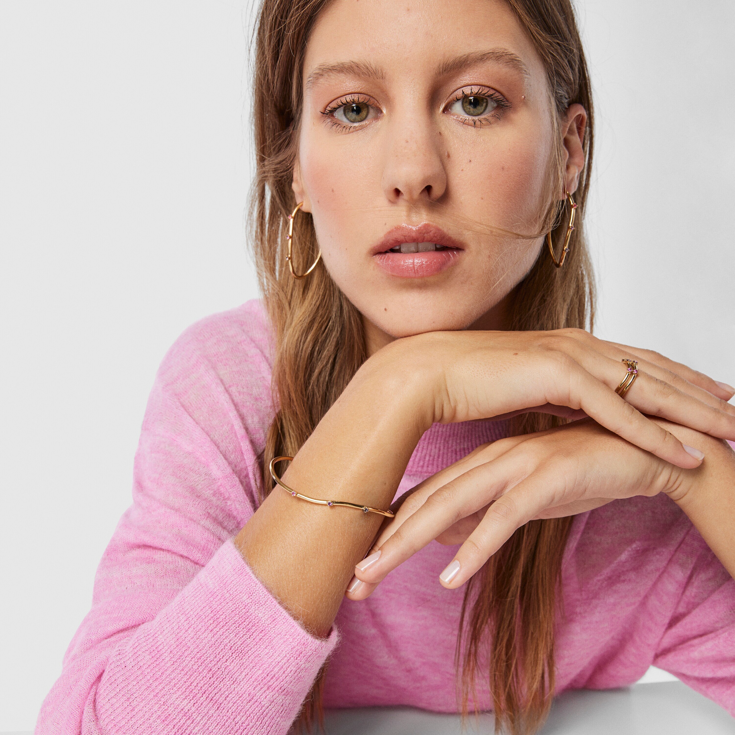 Silver vermeil Magic Nature hoop Earrings with gemstones