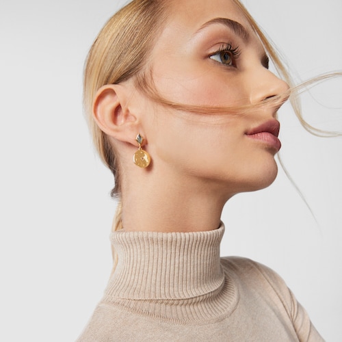 Pendientes disco Magic Nature con baño de oro 18 kt sobre plata y labradorita