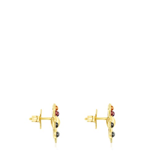 Silver vermeil Magic Nature sun Earrings with gemstones