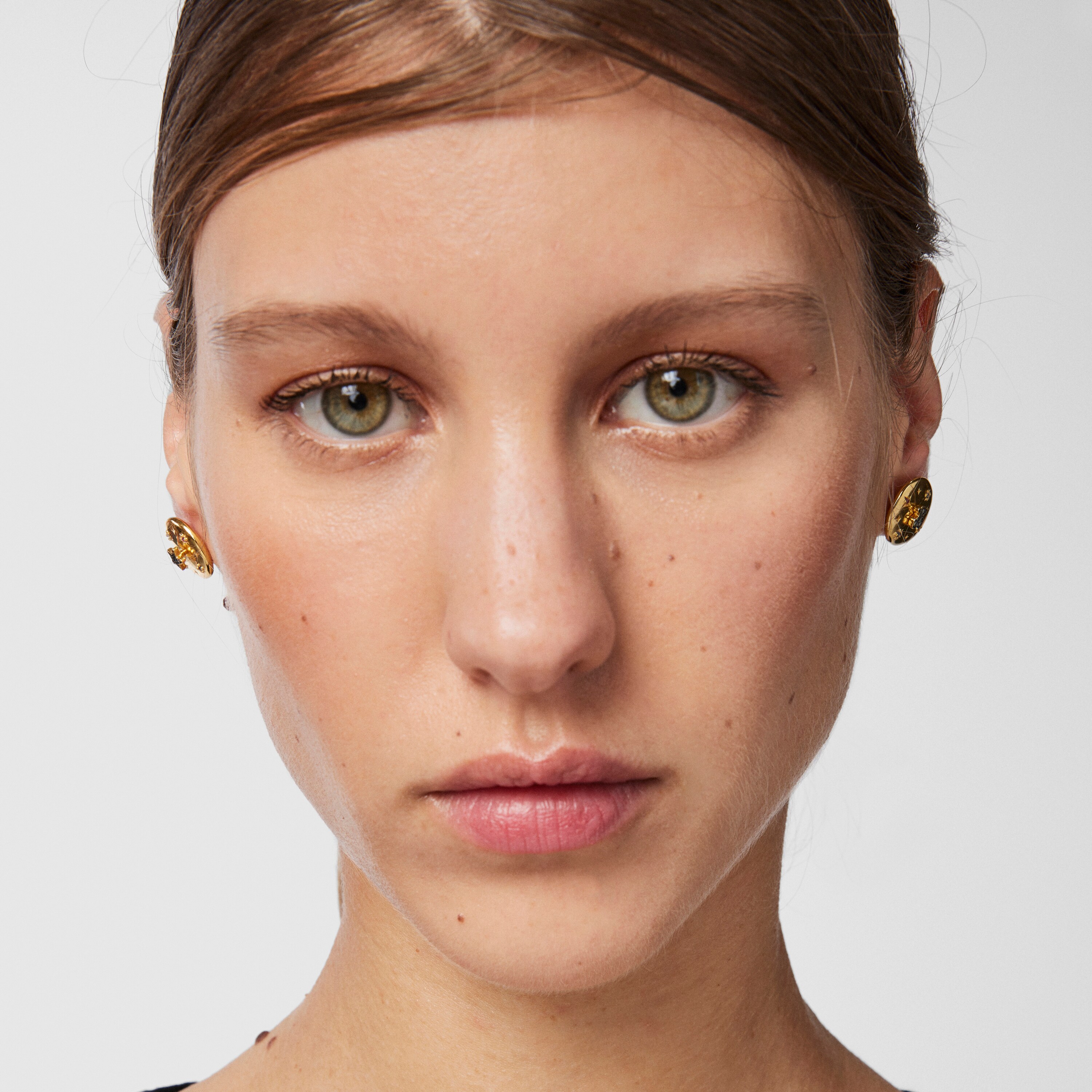 Pack of silver vermeil Magic Nature disc Earrings with gemstones and diamonds