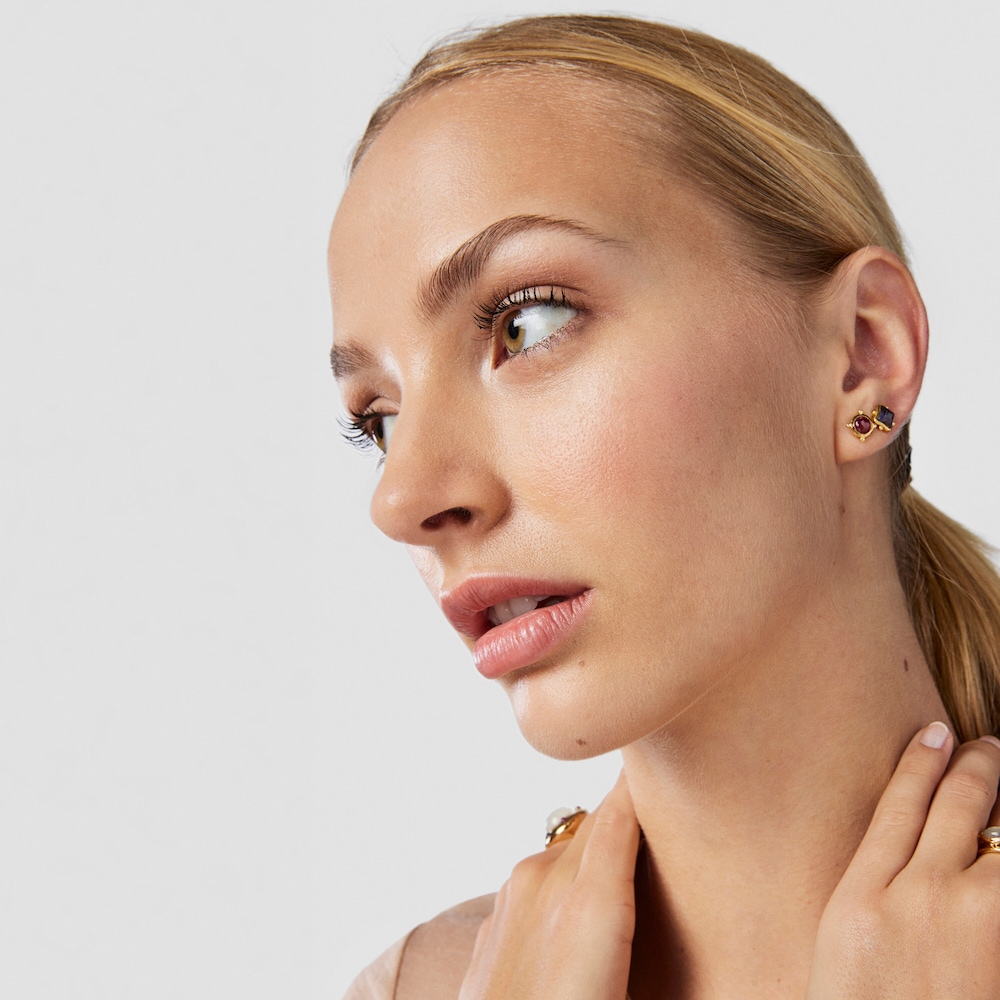 Zestaw kolczyk&oacute;w Magic Nature ze srebra Vermeil z kamieniami szlachetnymi