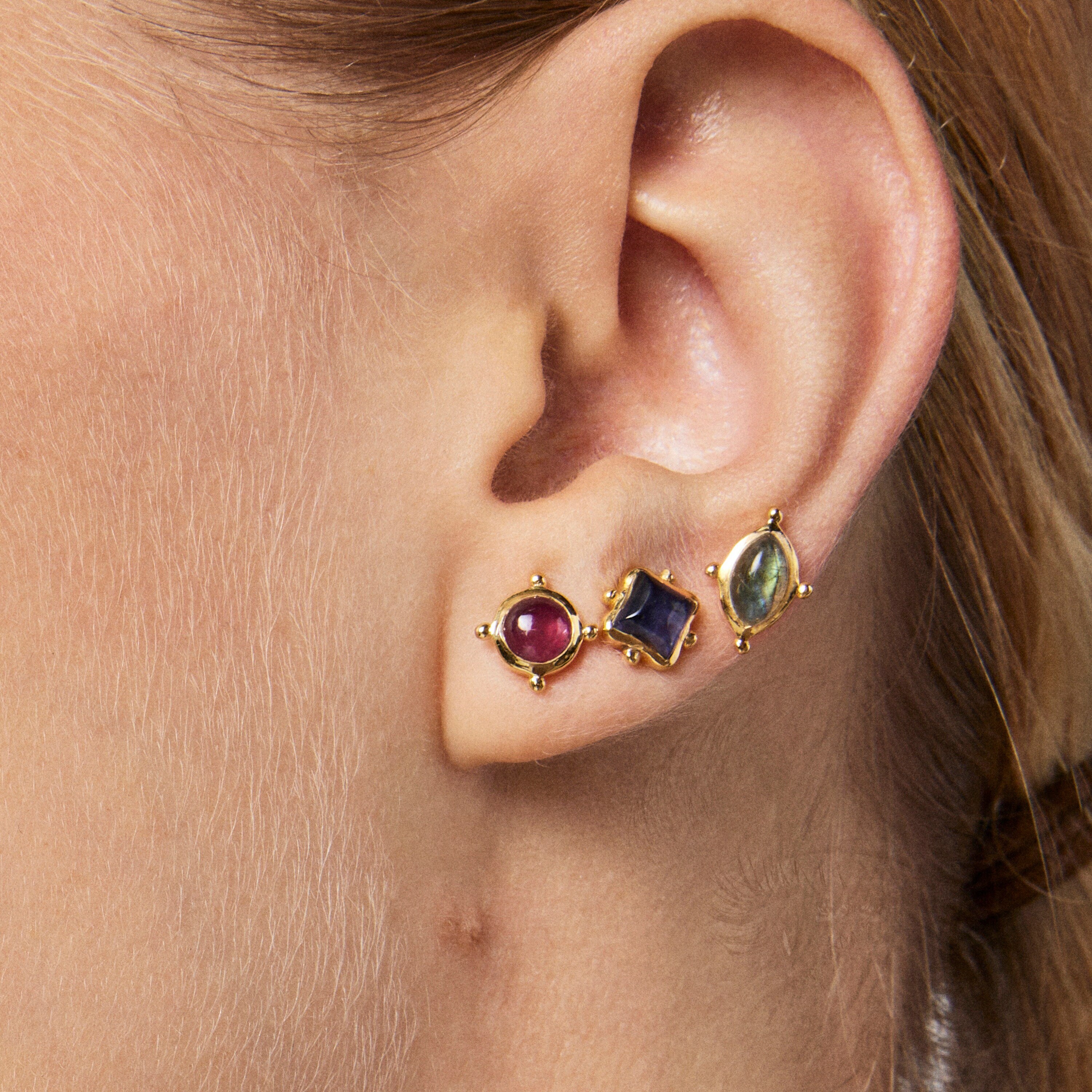 Pack of silver vermeil Magic Nature Earrings with gemstones