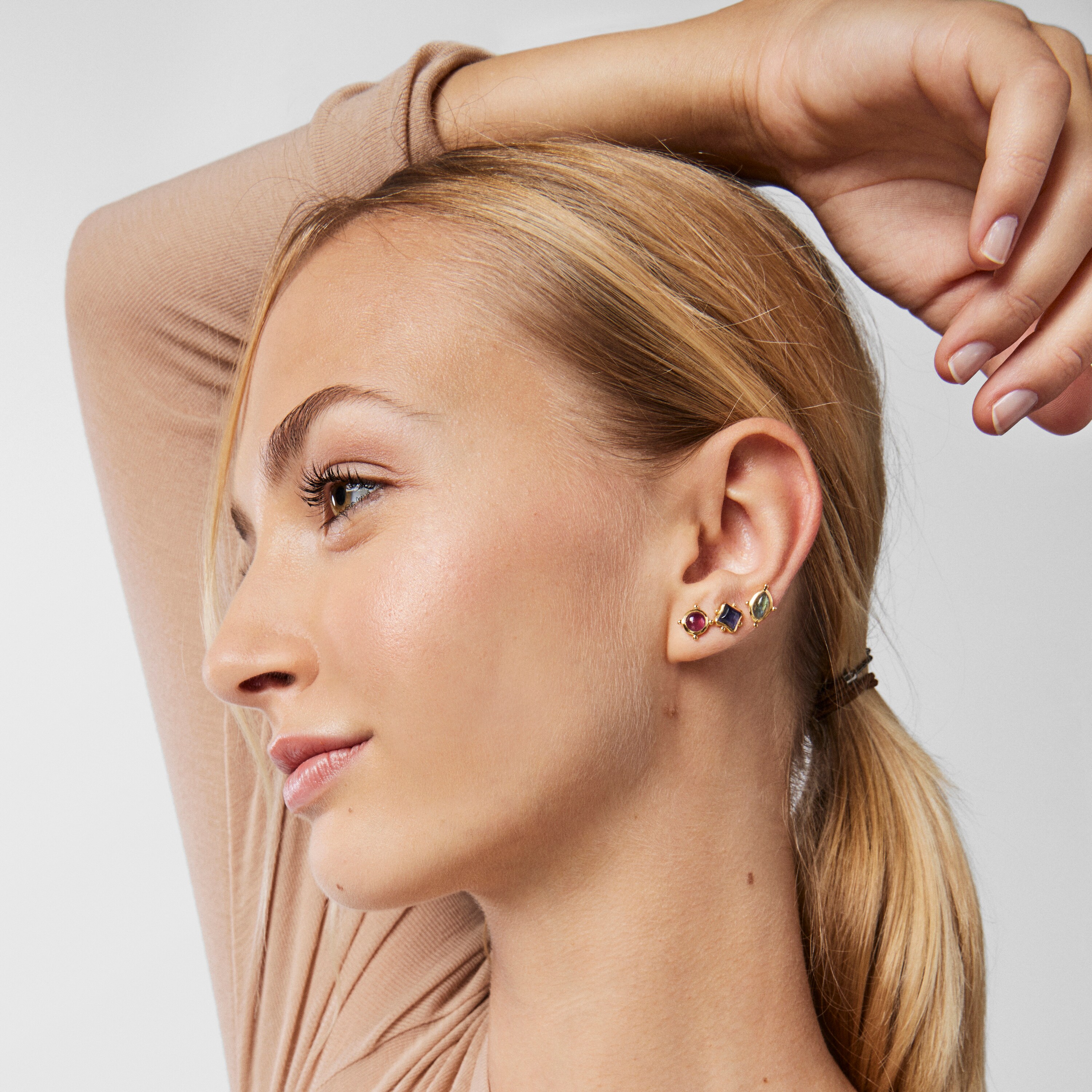 Pack of silver vermeil Magic Nature Earrings with gemstones