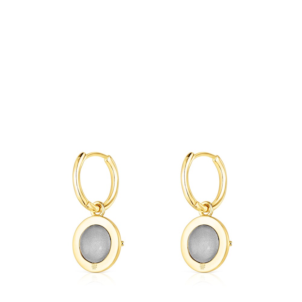 Pendientes cortos con baño de oro 18 kt sobre plata y diamantes Magic Nature image number 2