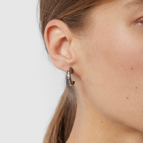 Pendientes aro de plata dark silver y diamantes Magic Nature