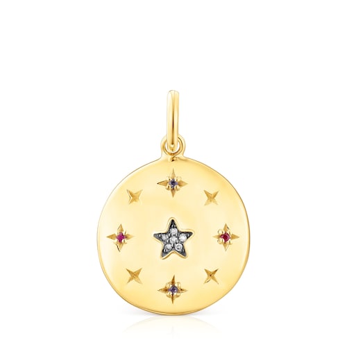 Tous Magic Nature - Zawieszka z ż&oacute;łtego srebra Vermeil z rubinami, iolitami i diamentami