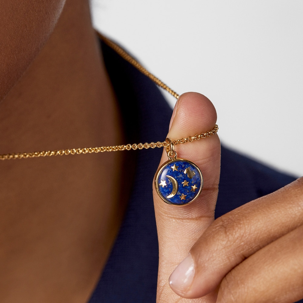 Colgante peque&ntilde;o disco luna de lapislazuli Magic Nature