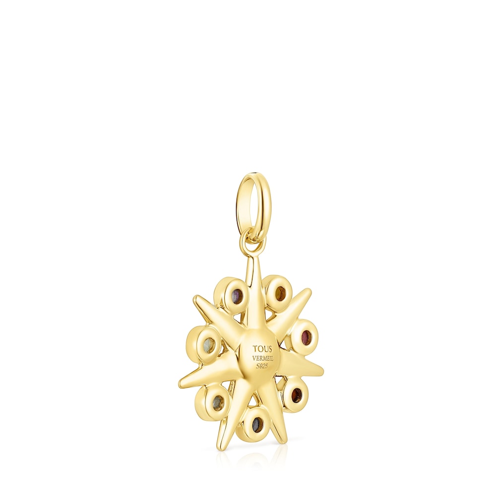 Silver Vermeil Magic Nature sun Pendant with gemstones Silver Vermeil Magic Nature sun Pendant with gemstones